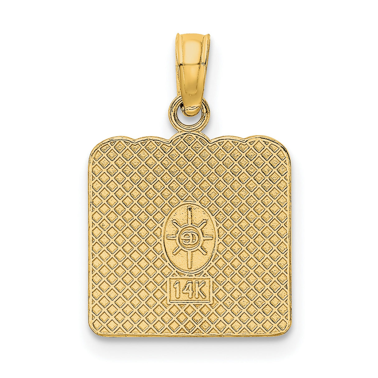 14k Yellow Gold Birth Certificate Pendant Charm with Engraving and Ribbon Detail