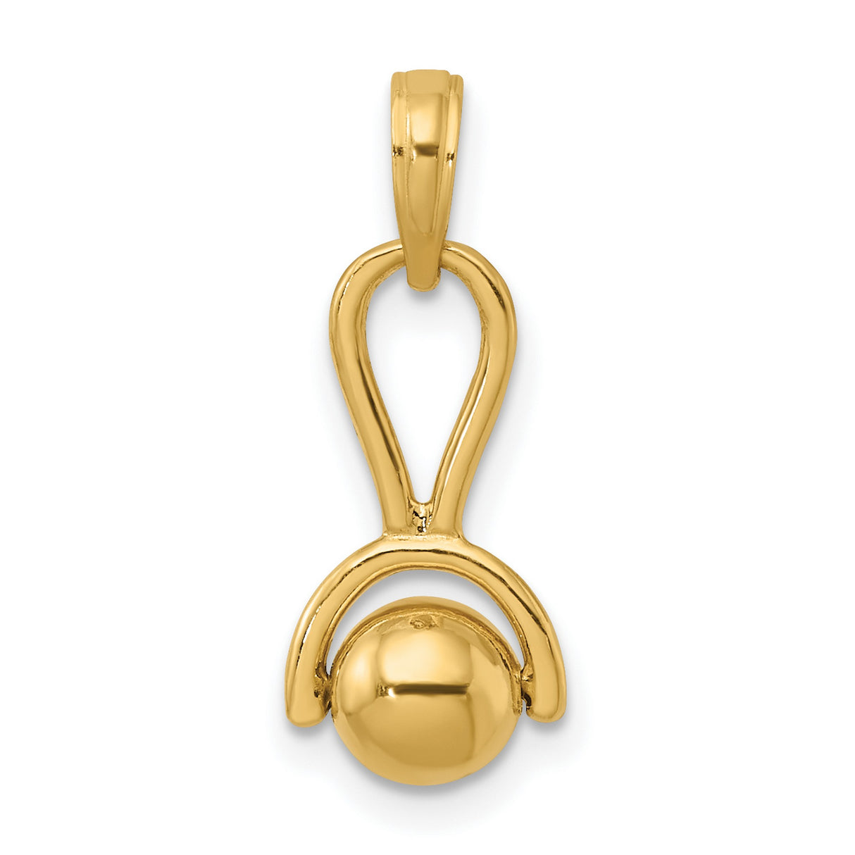 14k Yellow Gold Pendant with Stylized Ankh Symbol and Central Ball Element, Egyptian Inspired