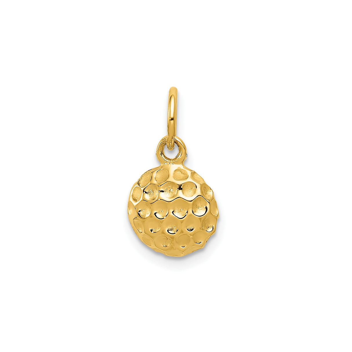 14k Yellow Gold Golf Ball Charm Pendant with Textured Dimple Design for Women or Unisex