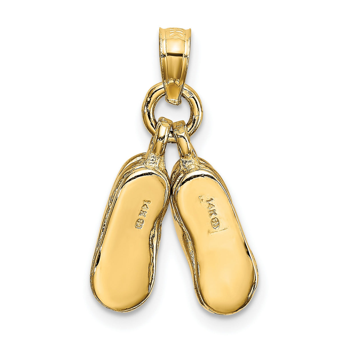 14k Yellow Gold Baby Shoe Pendant Charm, Movable Booties Symbolizing Motherhood and Love