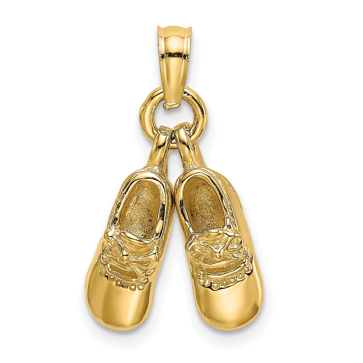 14k Yellow Gold Baby Shoe Pendant Charm, Movable Booties Symbolizing Motherhood and Love