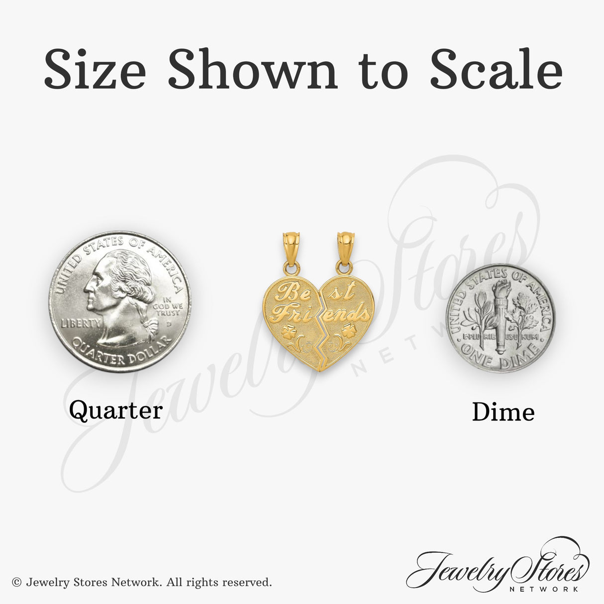 14k Yellow Gold Heart Pendant Set, Split Duo Charms with Floral Engraving and Textured Design