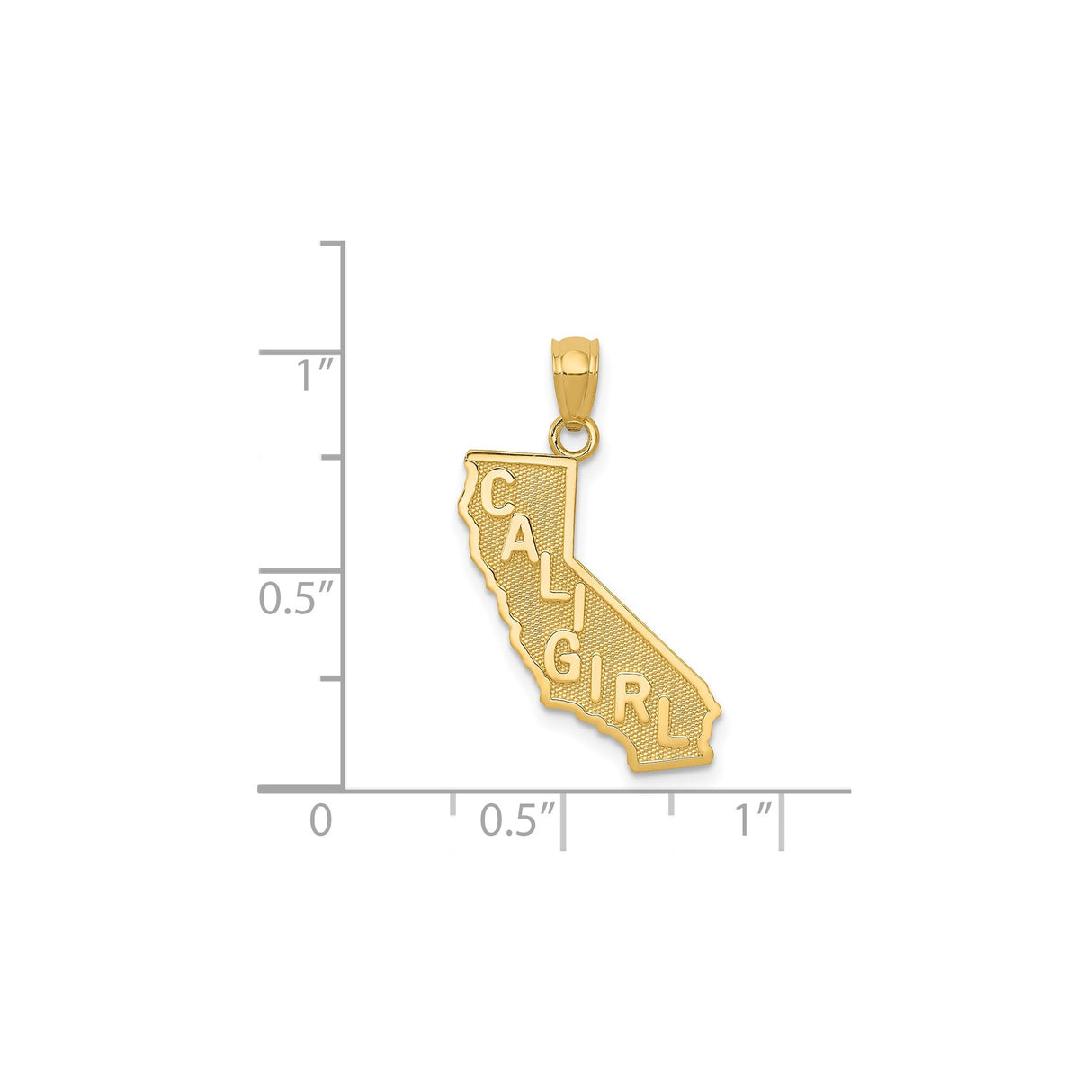 14k Yellow Gold Cali Girl Pendant with California State Outline, West Coast Theme
