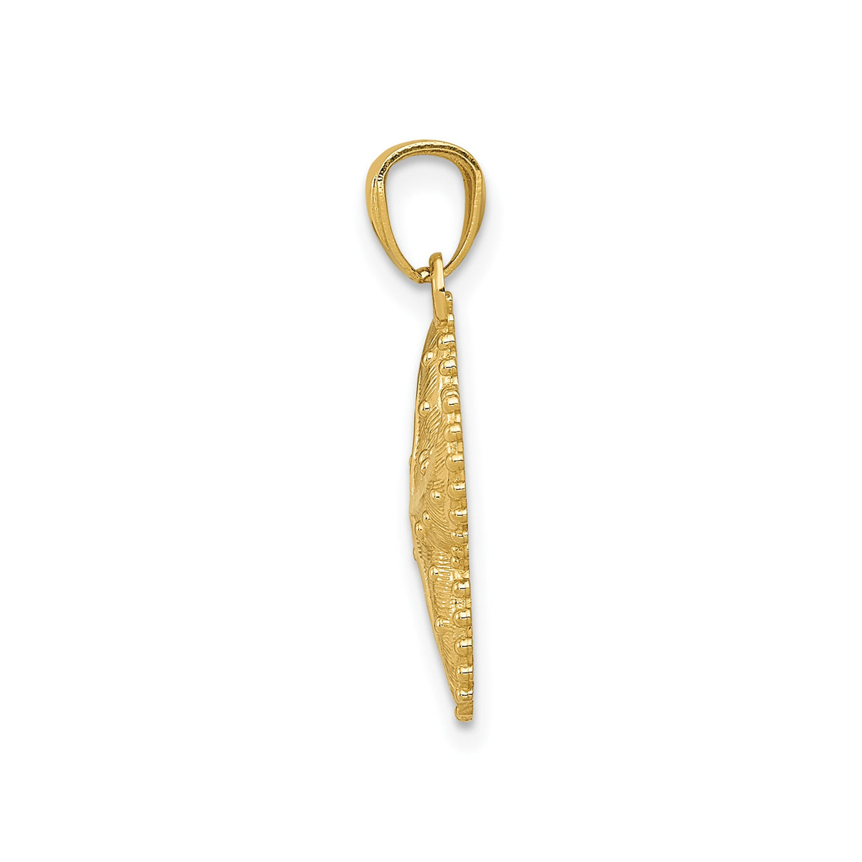 14k Yellow Gold Starfish Pendant with Textured Detailing and Bead Accents, Nautical Theme
