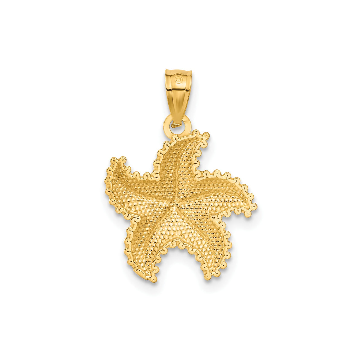 14k Yellow Gold Starfish Pendant with Textured Detailing and Bead Accents, Nautical Theme
