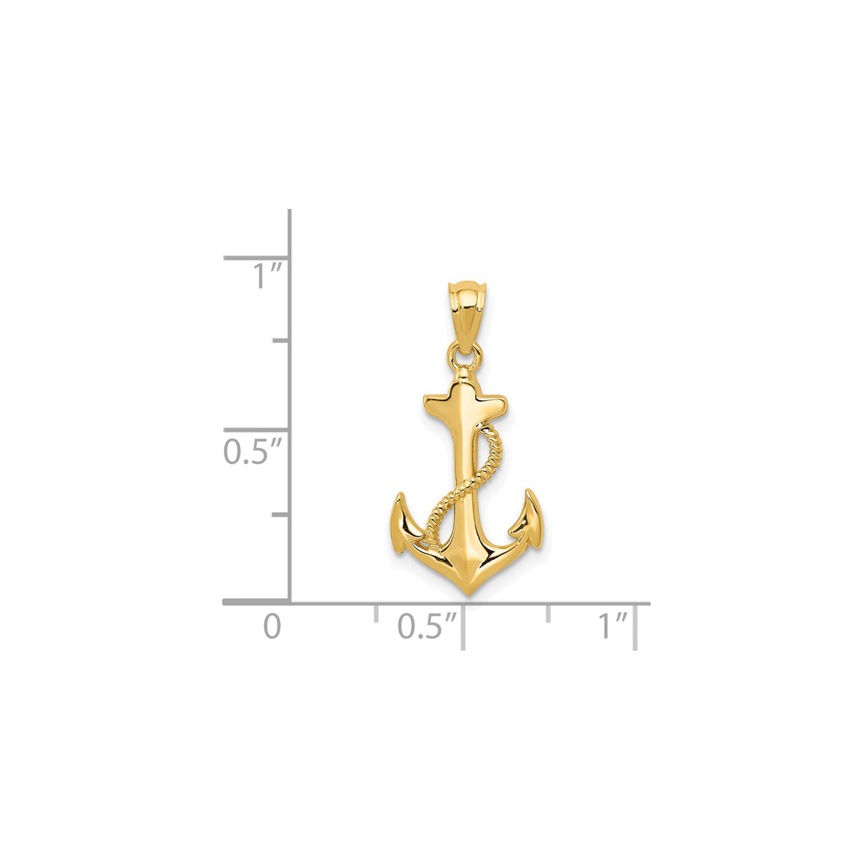 14k Yellow Gold Anchor Pendant with Detailed Rope Design, Nautical Christian Charm