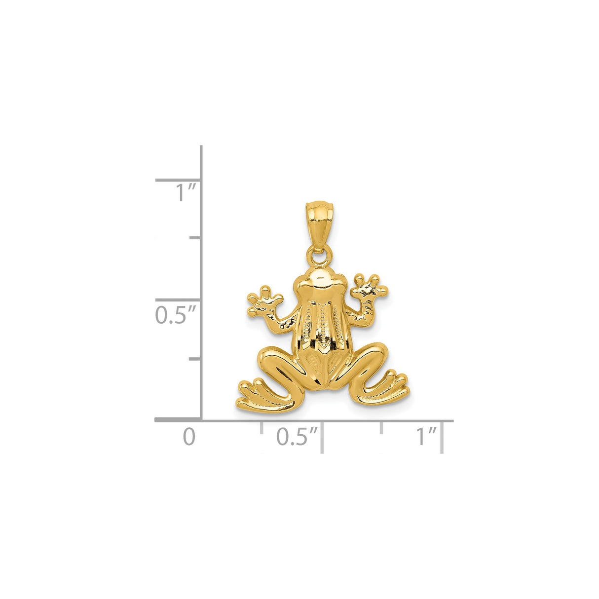 14k Yellow Gold Frog Pendant Charm with Detailed Animal Motif for Women or Unisex Wear