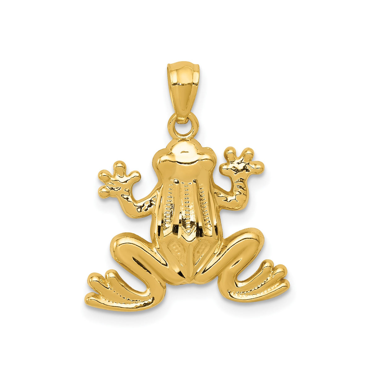 14k Yellow Gold Frog Pendant Charm with Detailed Animal Motif for Women or Unisex Wear