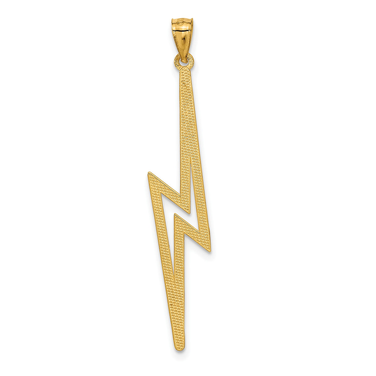 14k Yellow Gold Lightning Bolt Pendant, Sleek Polished Design, Unisex Energy Charm