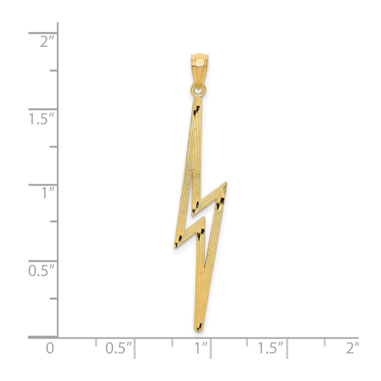 14k Yellow Gold Lightning Bolt Pendant, Sleek Polished Design, Unisex Energy Charm