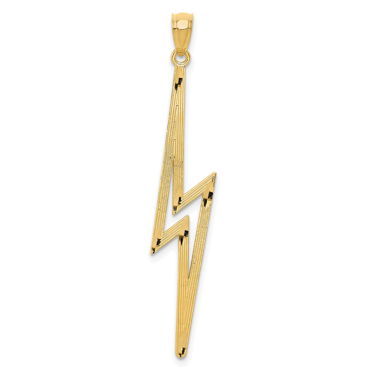 14k Yellow Gold Lightning Bolt Pendant, Sleek Polished Design, Unisex Energy Charm