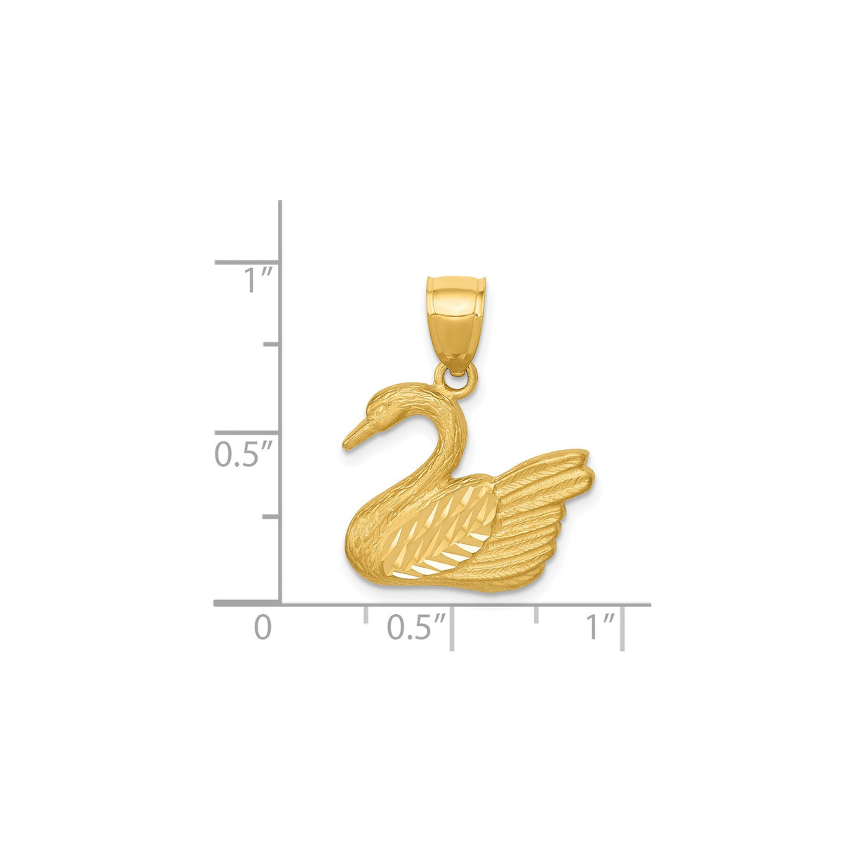 14k Yellow Gold Swan Pendant with Textured Diamond Cut Detail, Nature-Inspired Bird Charm for Women