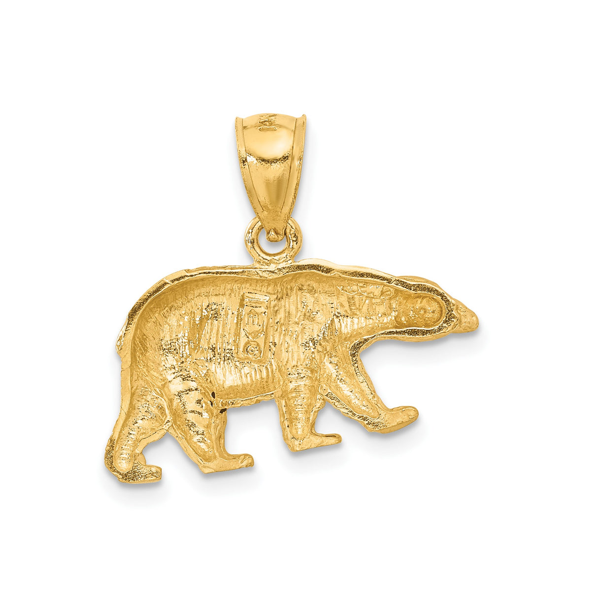14k Yellow Gold Polar Bear Pendant, 3D Arctic Wildlife Charm, Nature and Adventure Theme