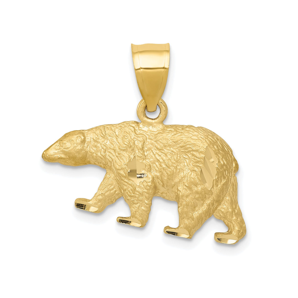 14k Yellow Gold Polar Bear Pendant, 3D Arctic Wildlife Charm, Nature and Adventure Theme