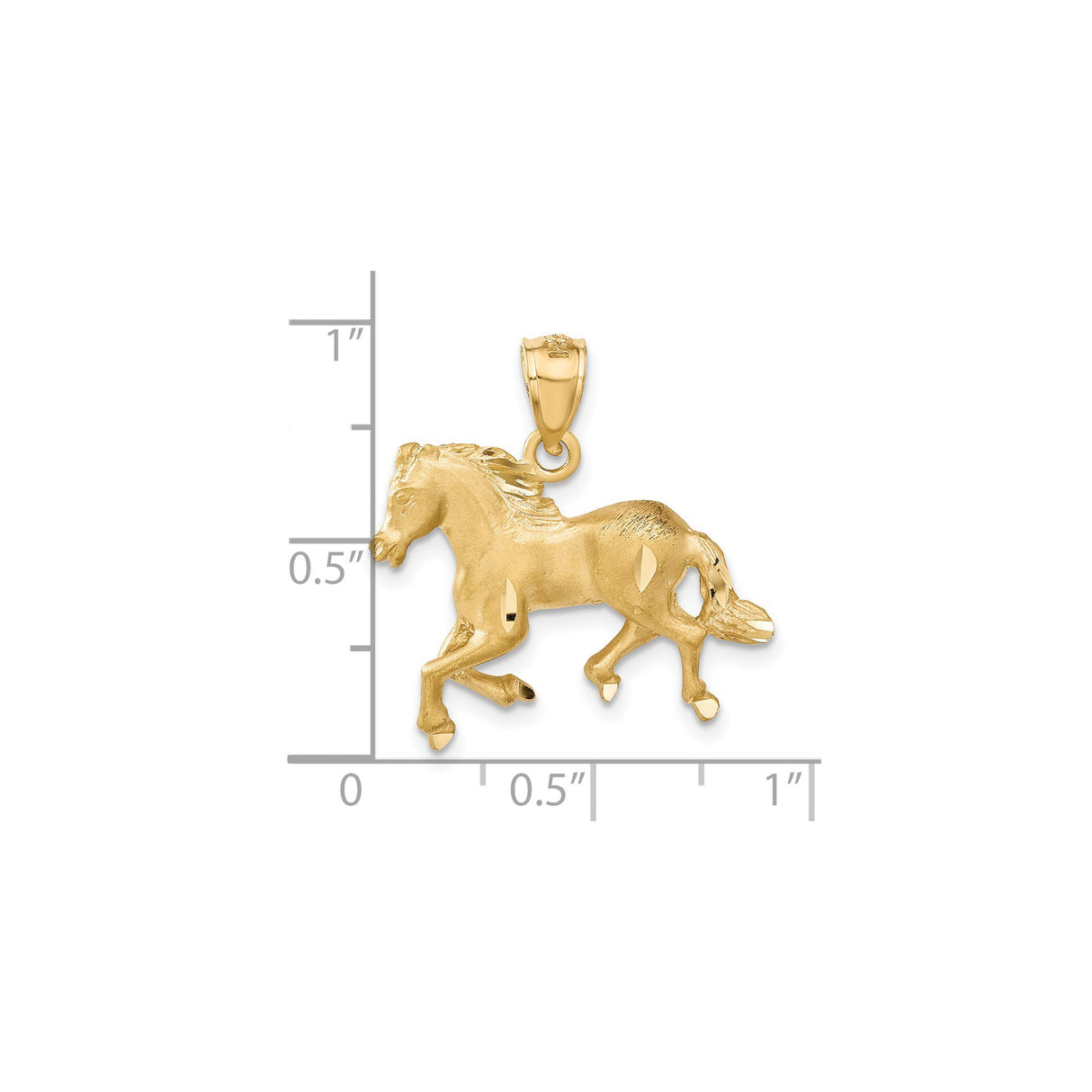 14k Yellow Gold Stallion Pendant, Detailed Running Horse Motif, Western Equestrian Style