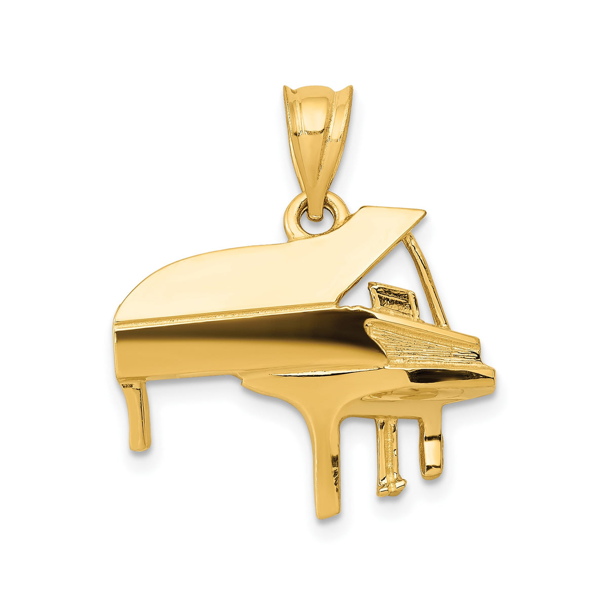 14k Yellow Gold Grand Piano Pendant, Miniature Piano Charm, Music Themed Jewelry