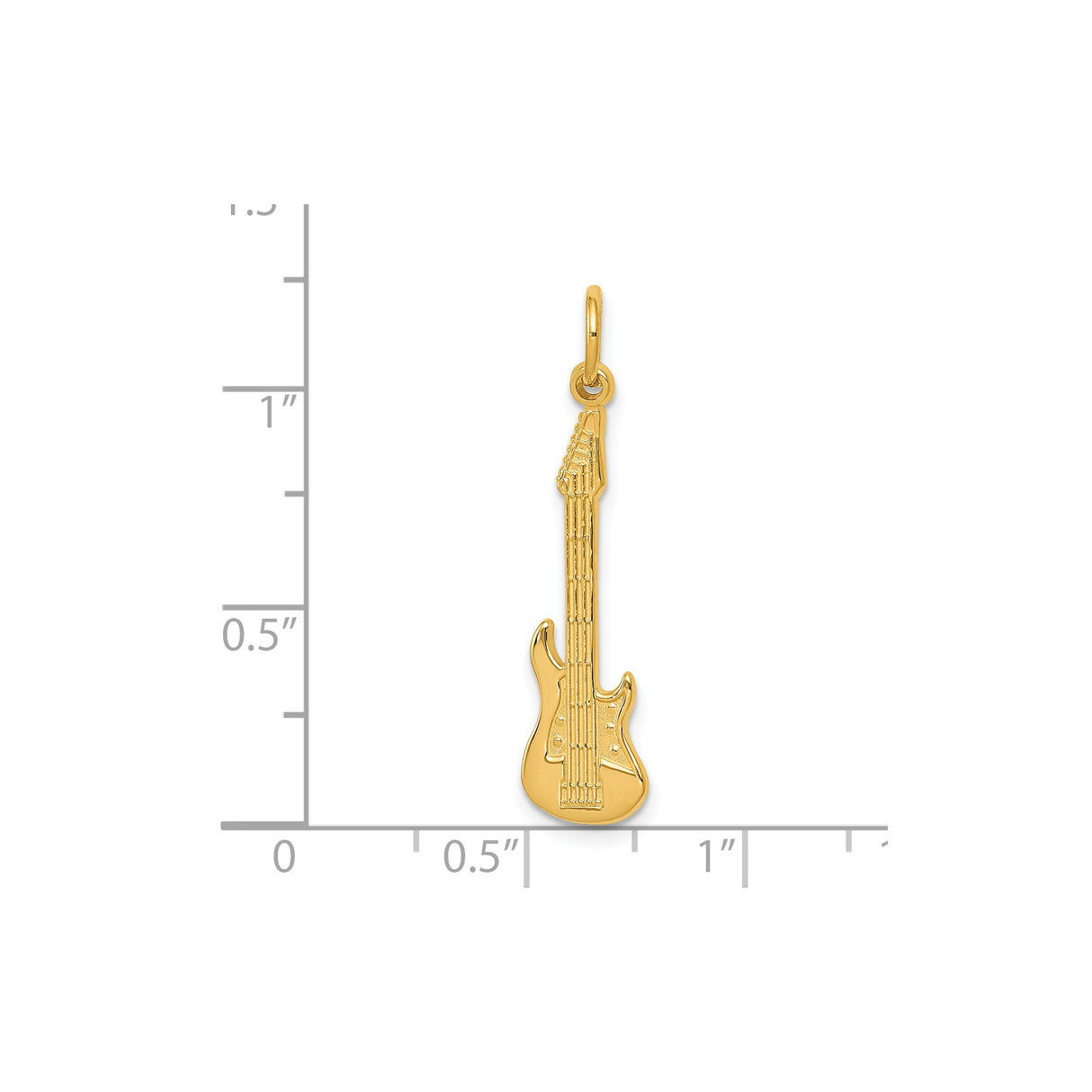 14k Yellow Gold Electric Guitar Pendant Charm, Musical Instrument Design for Men or Unisex