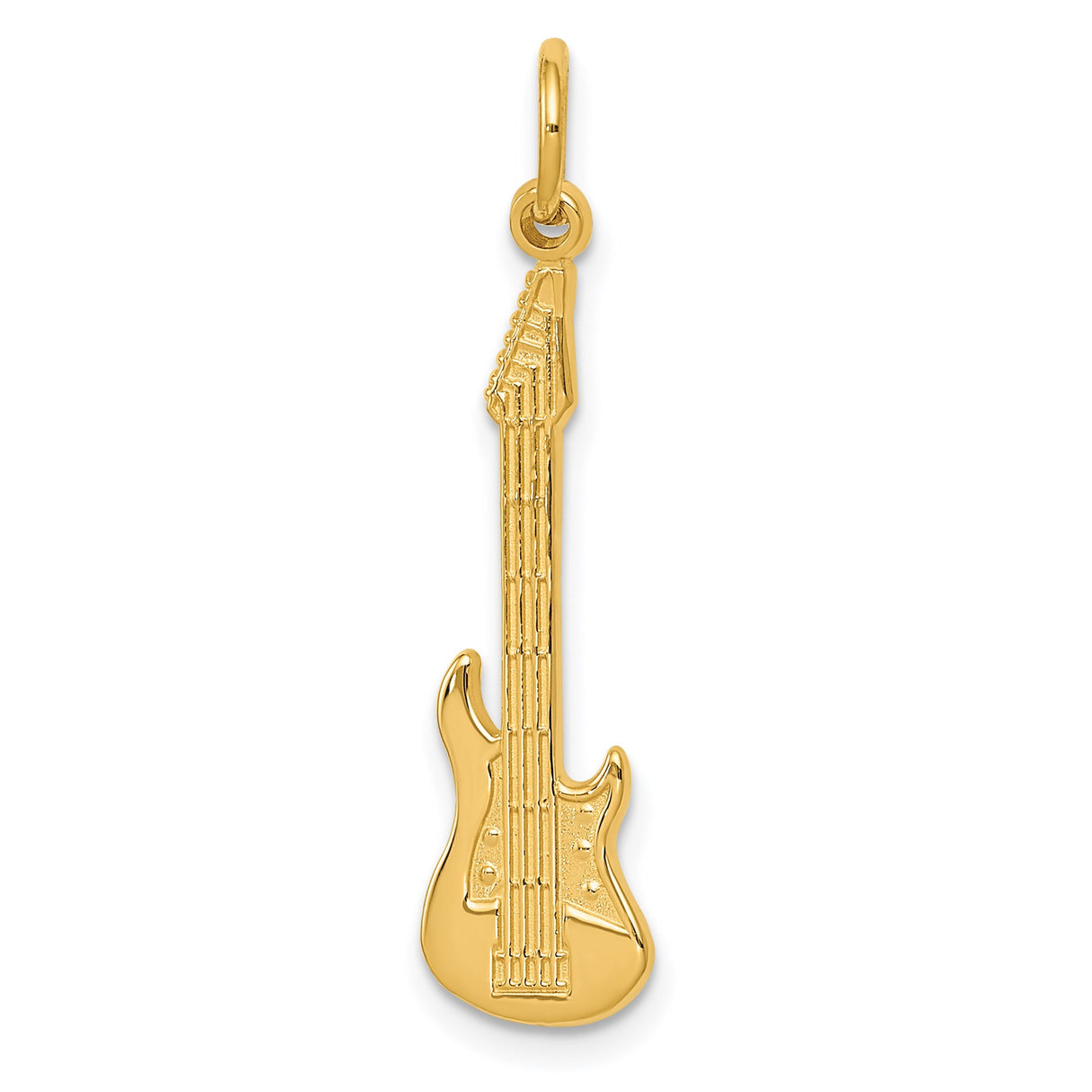 14k Yellow Gold Electric Guitar Pendant Charm, Musical Instrument Design for Men or Unisex