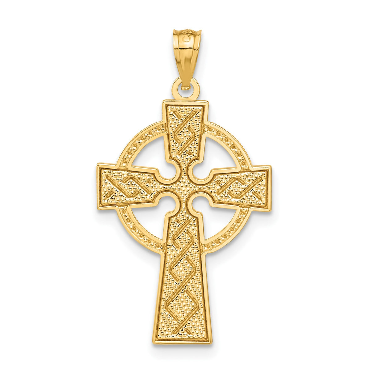 14k Yellow Gold Celtic Iona High Cross Pendant, Spiritual Religious Jewelry