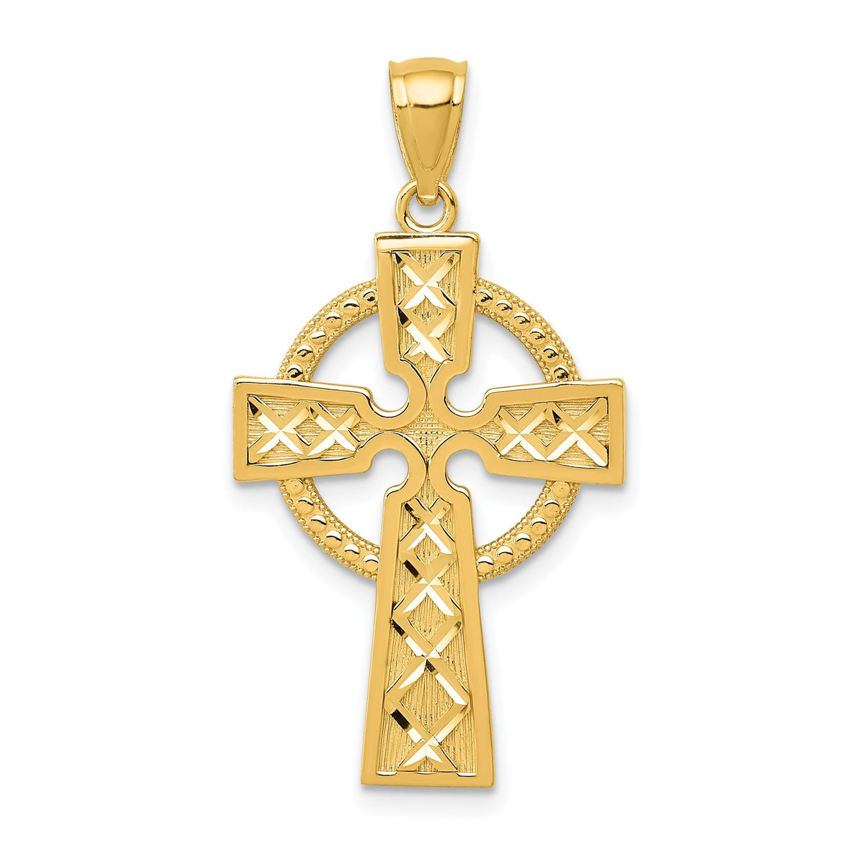 14k Yellow Gold Celtic Iona High Cross Pendant, Spiritual Religious Jewelry