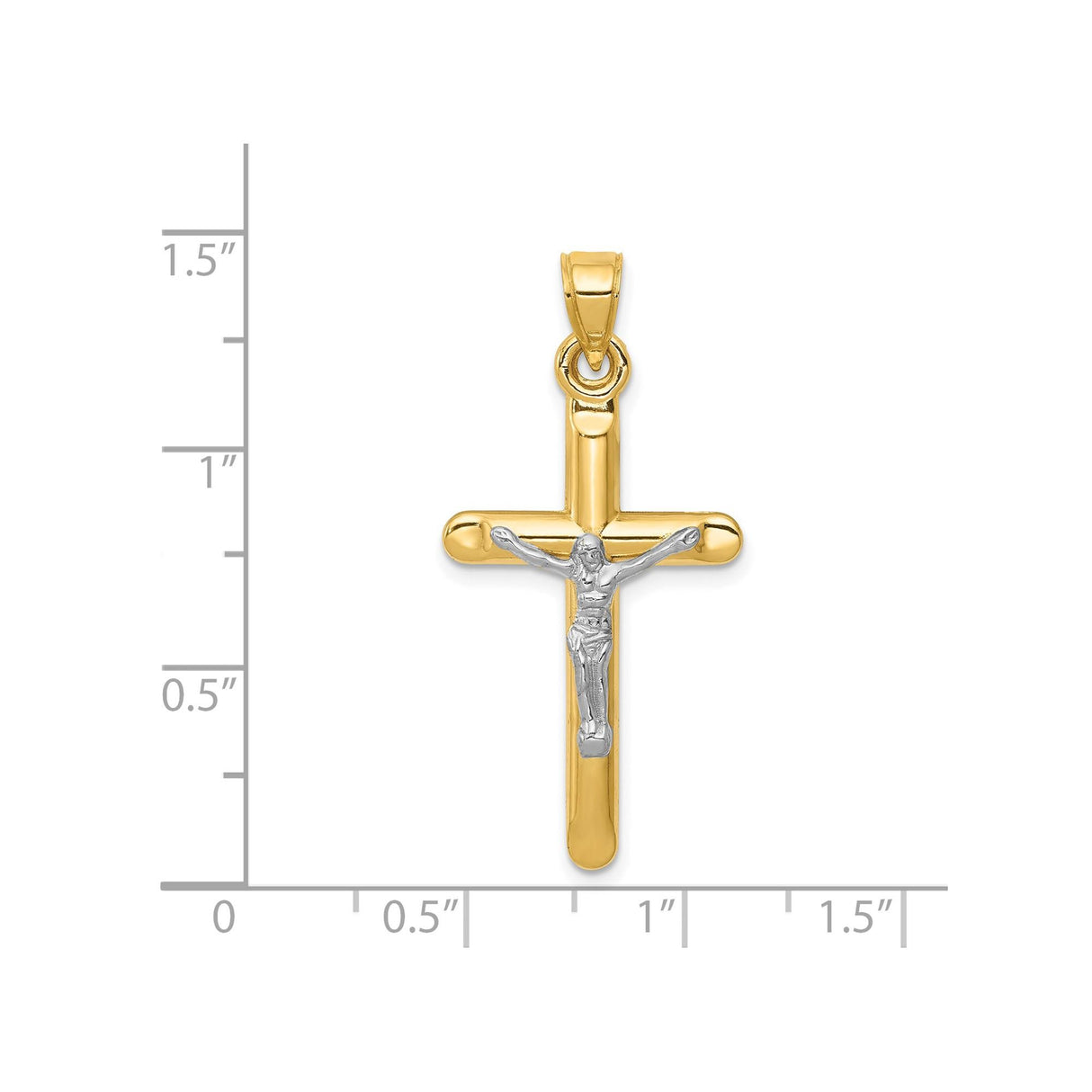 14k Two-Tone Gold Crucifix Pendant with Latin Cross Design for Men and Women