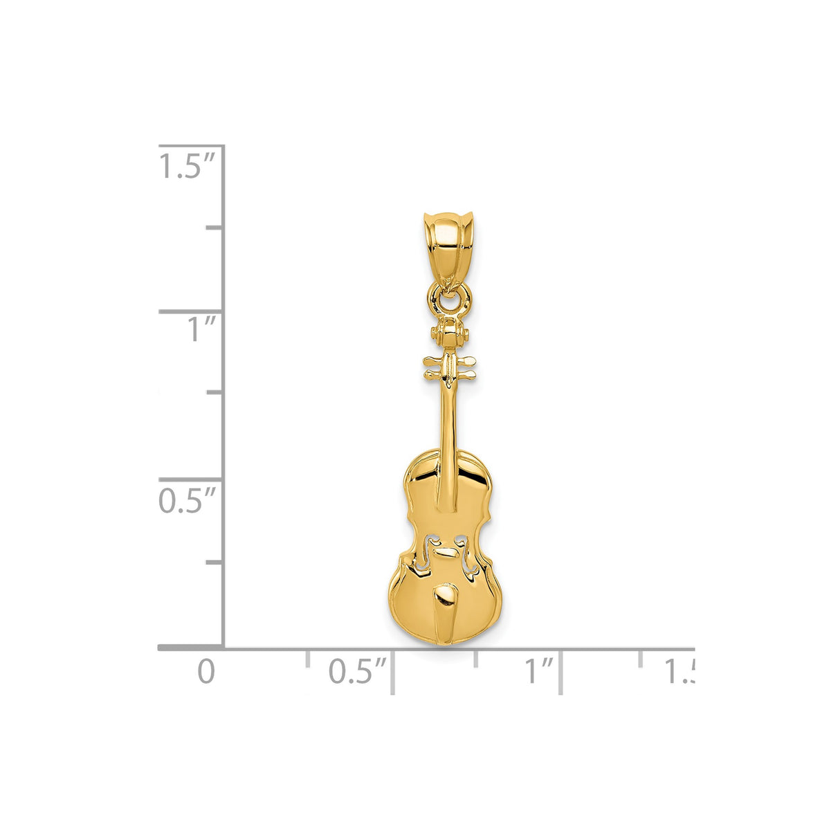 14k Yellow Gold Violin Pendant, Detailed Musical Instrument Design for Music Lovers