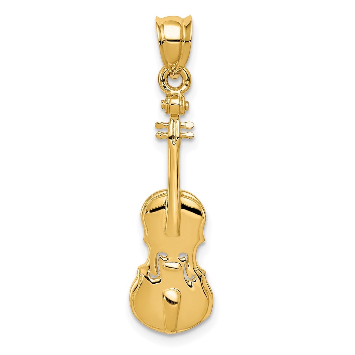 14k Yellow Gold Violin Pendant, Detailed Musical Instrument Design for Music Lovers