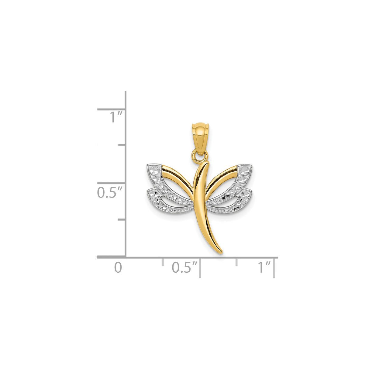 14k Two-Tone Gold Filigree Dragonfly Pendant, Polished Finish, Symbolic Nature Jewelry for Women