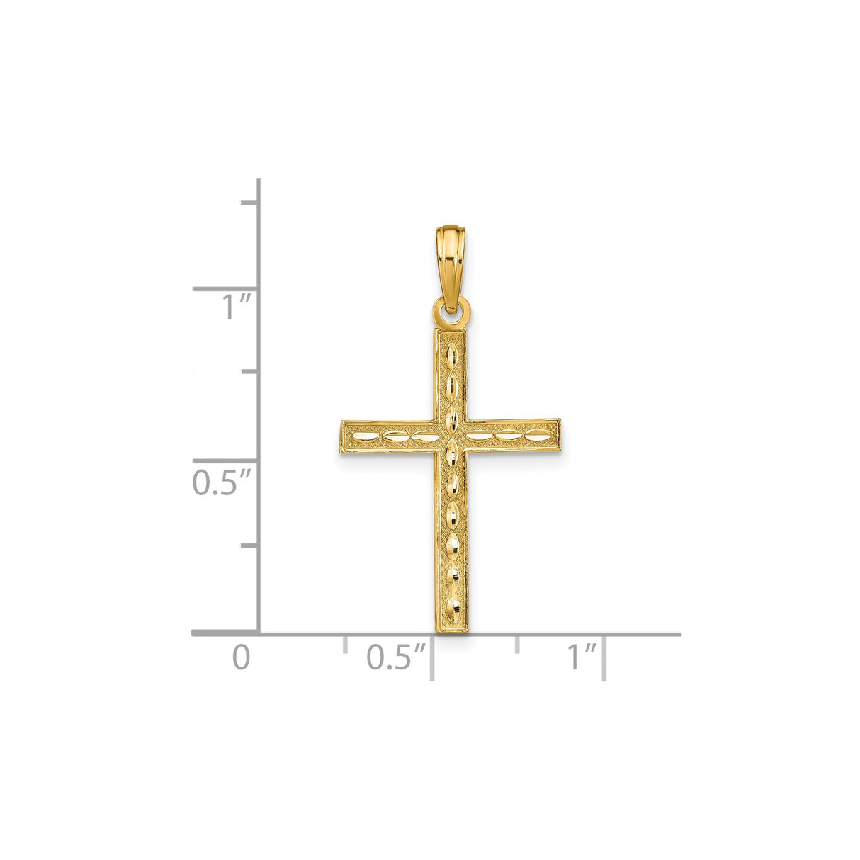 14k Yellow Gold Reversible Latin Cross Pendant with Polished Finish and Embossed Design