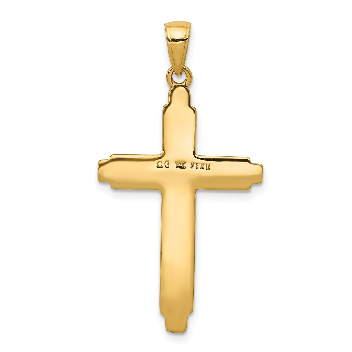 14k Yellow Gold Latin Cross Pendant with Beaded Border and Milgrain Detail