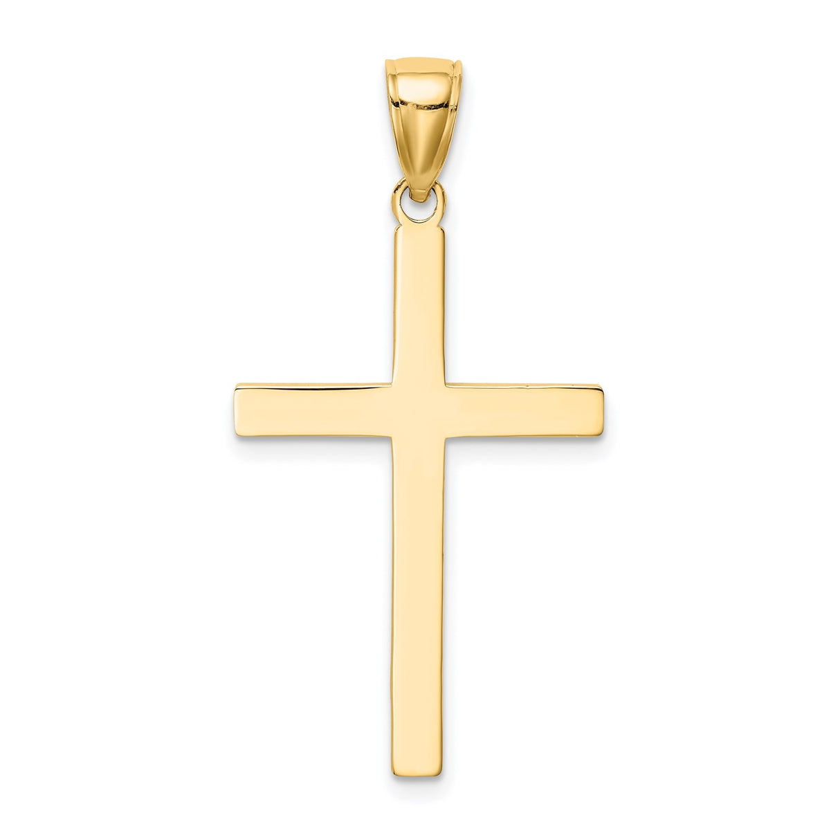 14k Yellow Gold Cross Pendant, Classic High Polish Religious Design for Men and Women