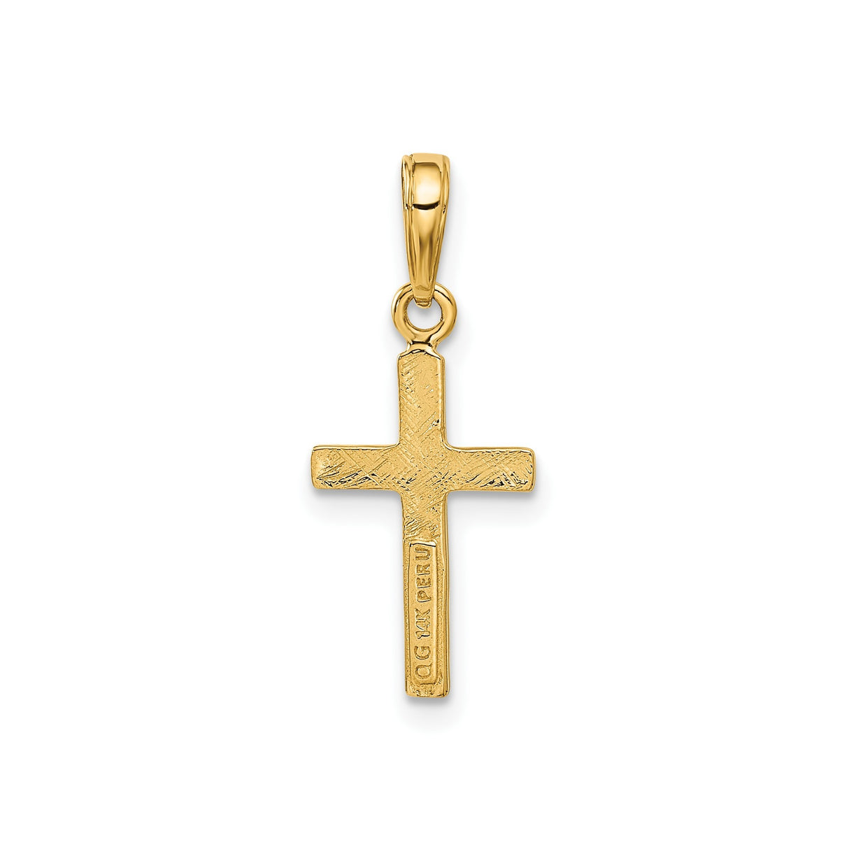 14k Yellow Gold Cross Pendant with Polished and Textured Finish for Men and Women