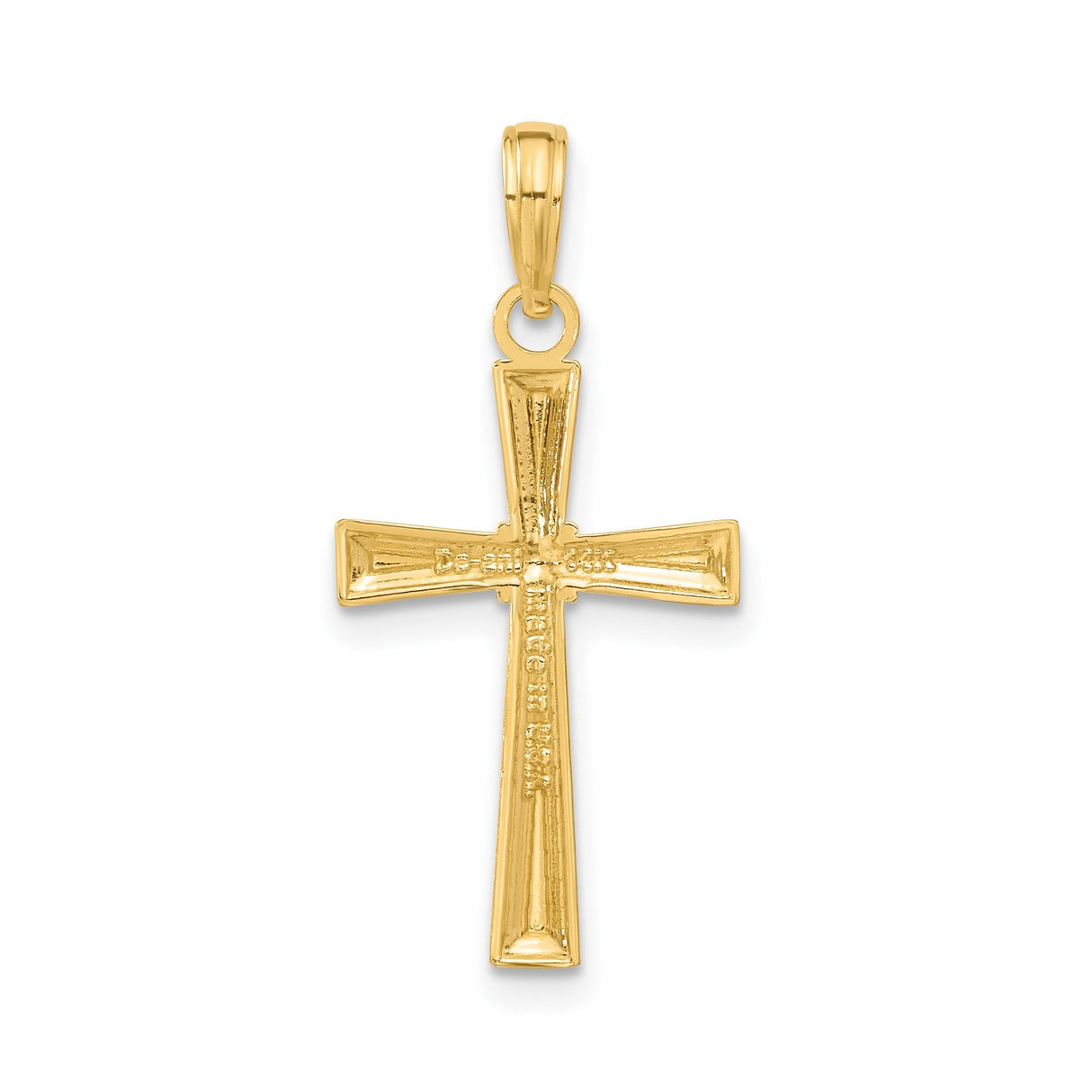 14k Yellow Gold Latin Cross Pendant with High Polish Finish, Classic Religious Design for Men and Women