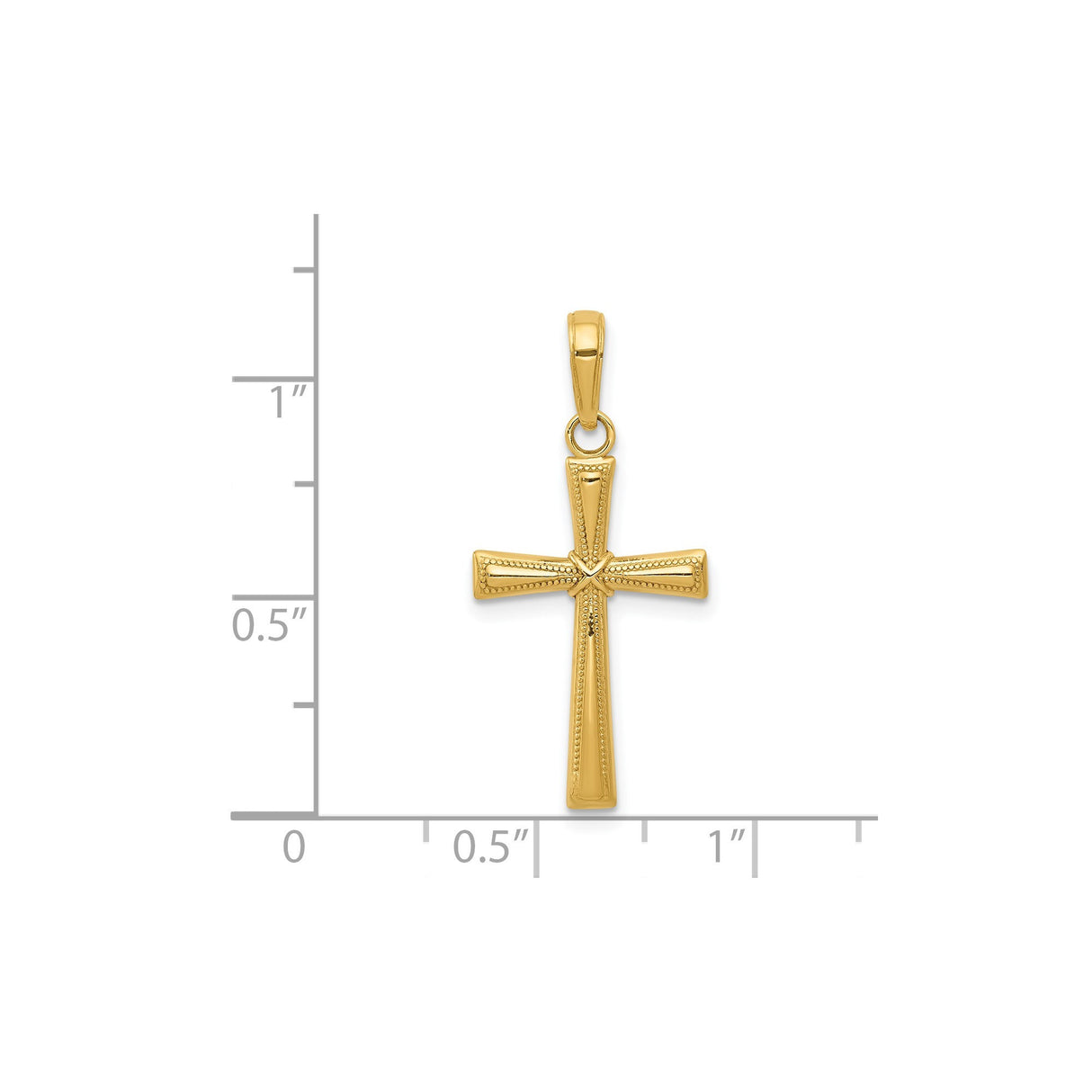14k Yellow Gold Latin Cross Pendant with High Polish Finish, Classic Religious Design for Men and Women