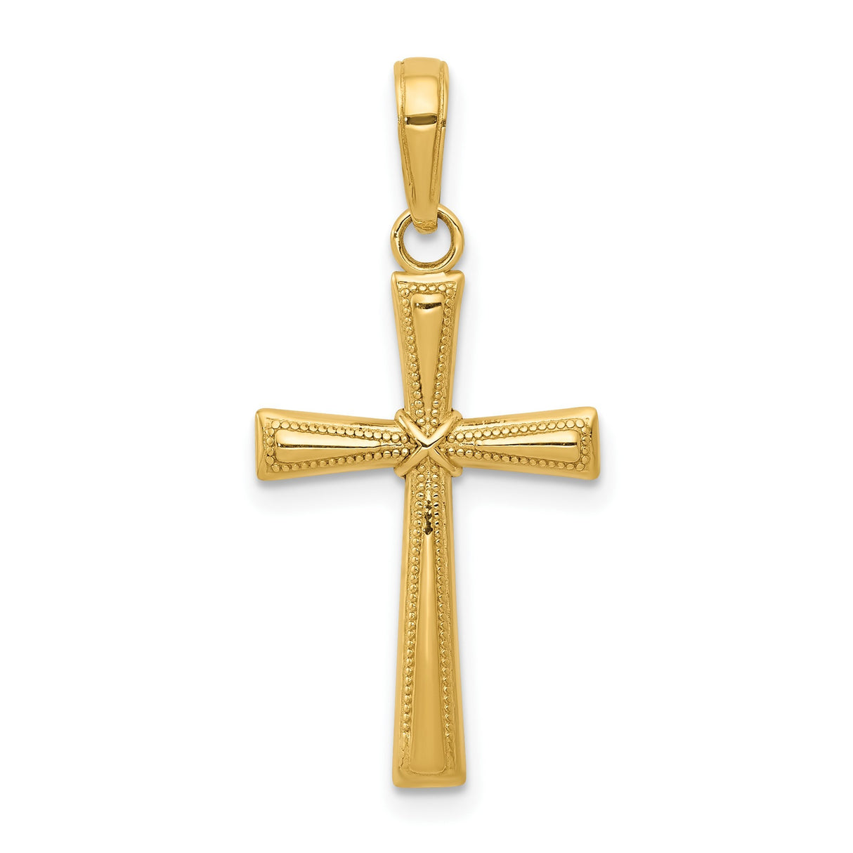 14k Yellow Gold Latin Cross Pendant with High Polish Finish, Classic Religious Design for Men and Women