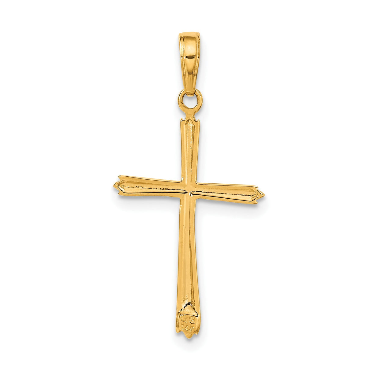 14k Yellow Gold Cross Pendant with Latin Design and Polished Finish for Men and Women