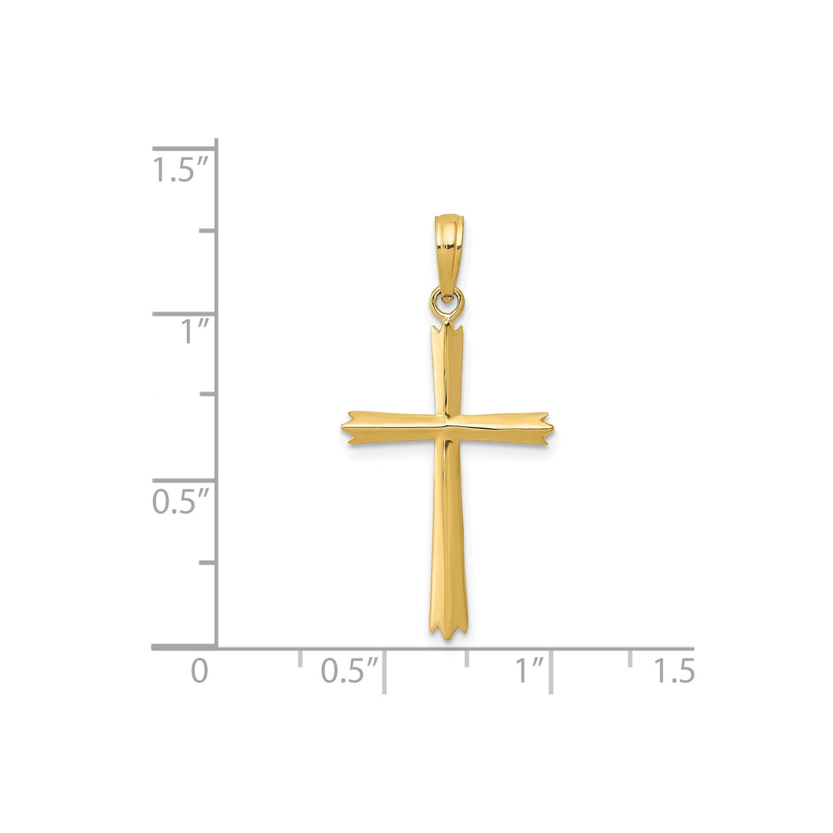 14k Yellow Gold Cross Pendant with Latin Design and Polished Finish for Men and Women