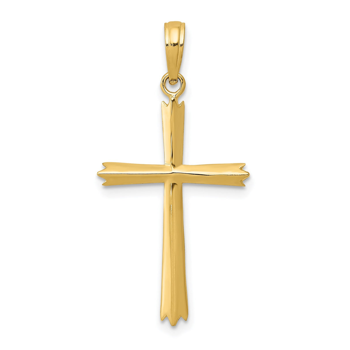 14k Yellow Gold Cross Pendant with Latin Design and Polished Finish for Men and Women