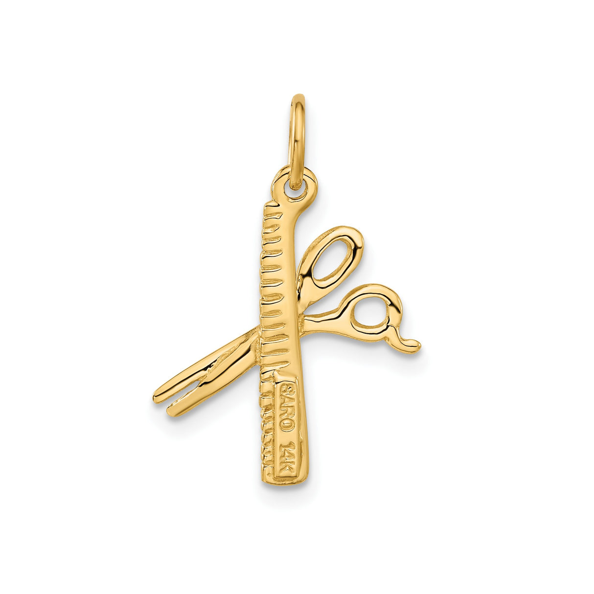 14k Yellow Gold Pendant, Scissors and Comb Charm for Hairstylist or Barber