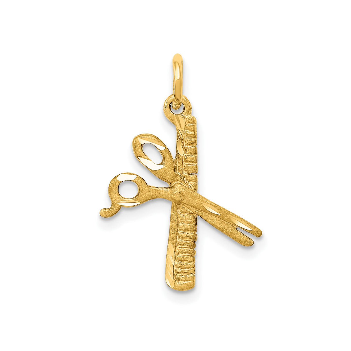 14k Yellow Gold Pendant, Scissors and Comb Charm for Hairstylist or Barber