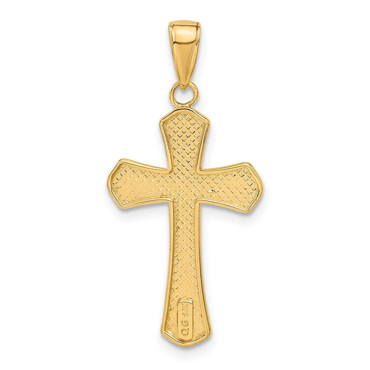 14k Yellow Gold Cross Pendant with Tapered Arms, Flared Ends, and Beveled Edges