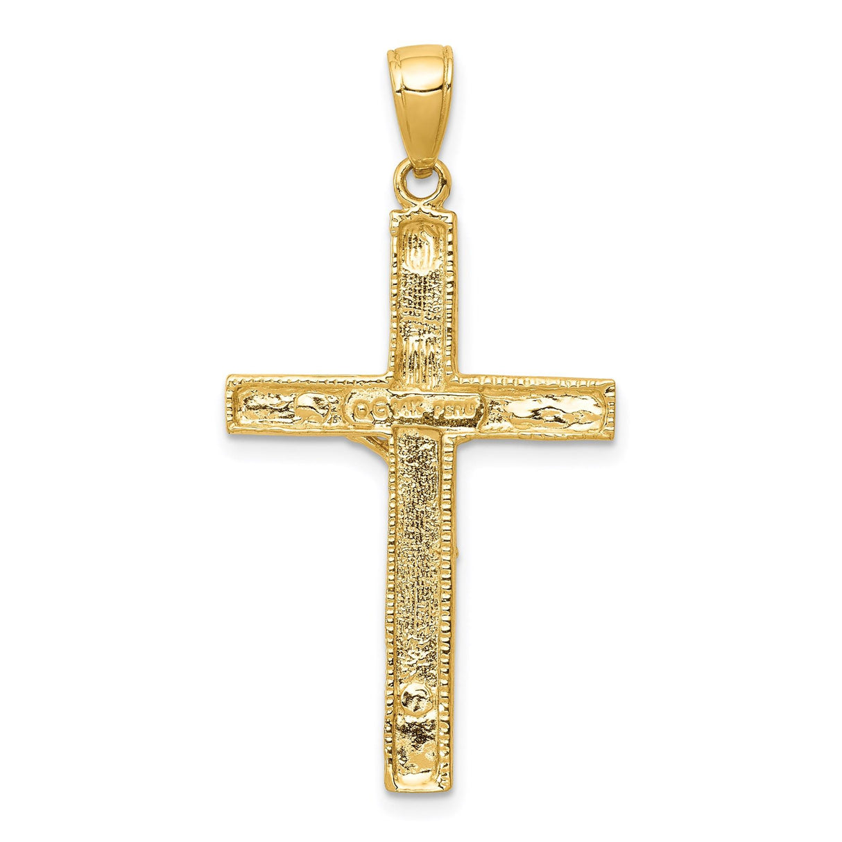 14k Yellow Gold Crucifix Pendant, Jesus INRI Cross Charm, Christian Catholic Religious Jewelry