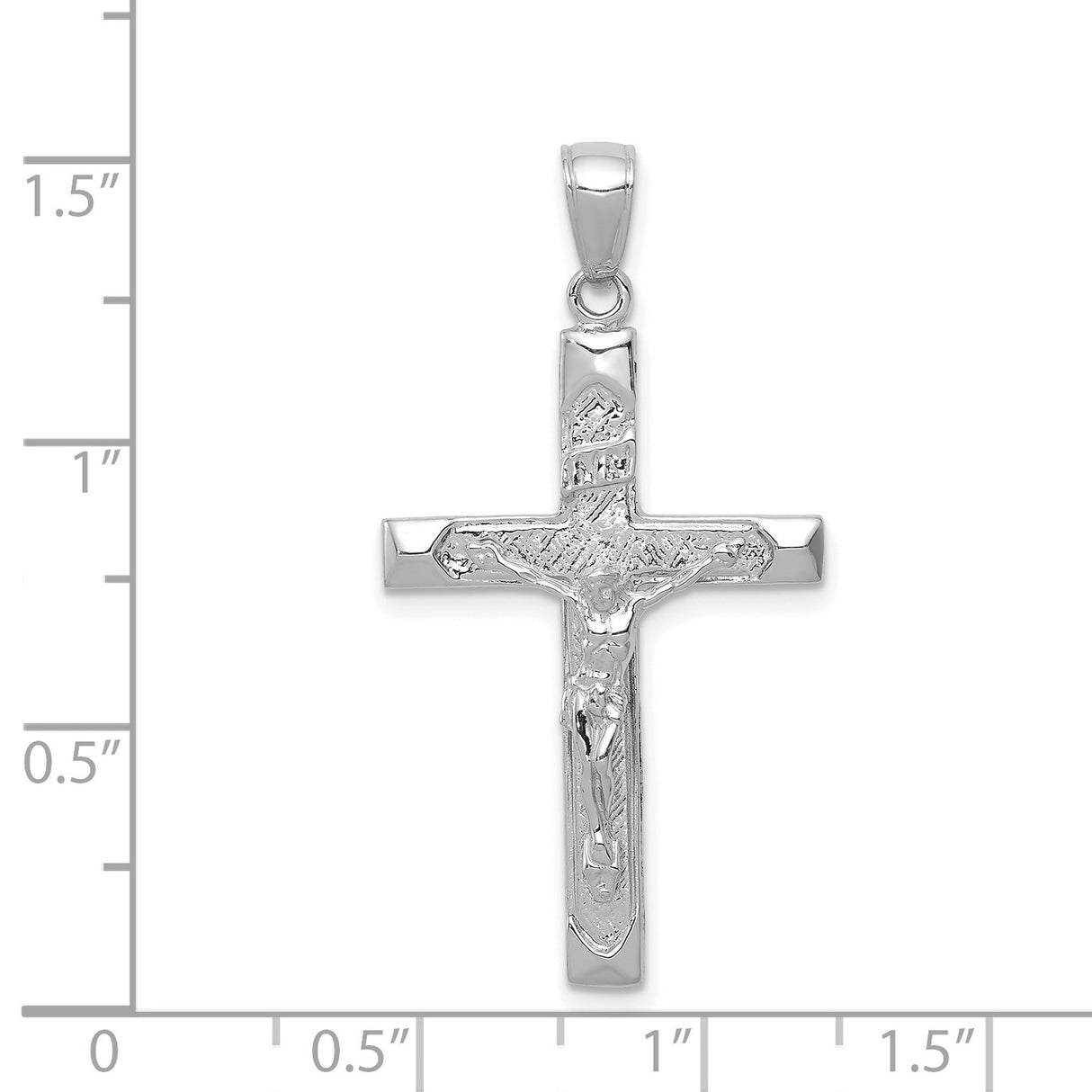14k White Gold Crucifix Cross Pendant with Jesus Christ INRI Religious Charm