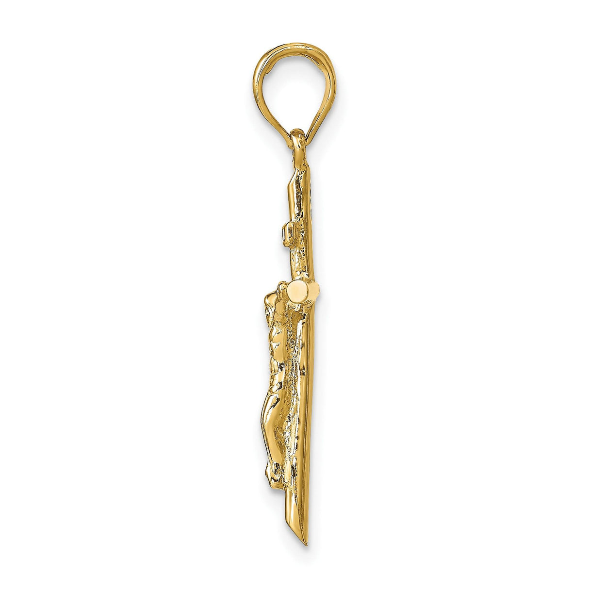 14k Yellow Gold Crucifix Pendant with INRI Cross and Jesus Figure for Men and Women