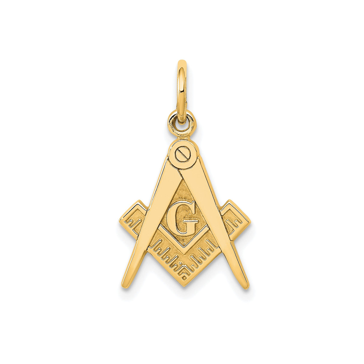 14k Yellow Gold Masonic Pendant with Square and Compasses G Symbol for Men