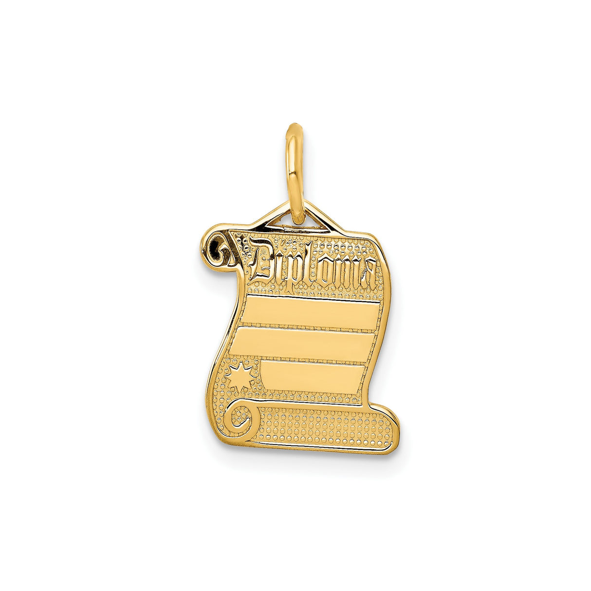 14k Yellow Gold Diploma Scroll Pendant, Graduation Keepsake Charm for Women or Unisex