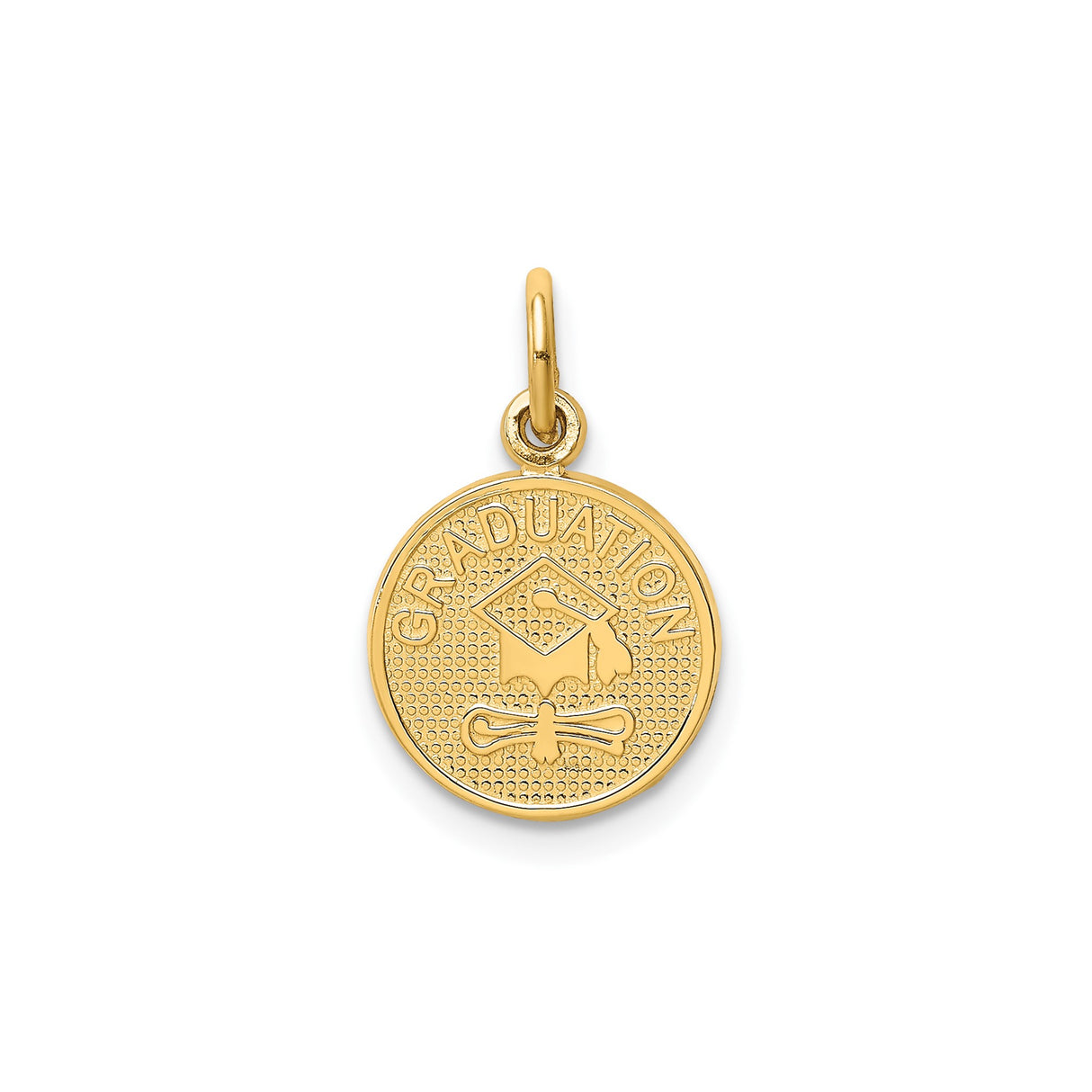 14k Yellow Gold Graduation Pendant with Mortarboard Cap and Diploma Design