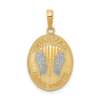 14k Yellow Gold Oval Pendant with Angel Wings and Guardian Angel Prayer