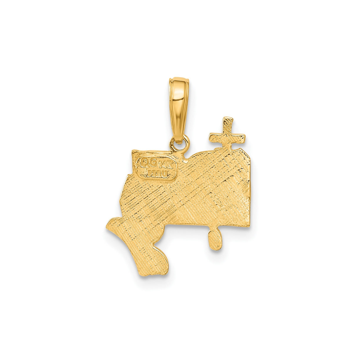 14k Yellow Gold Cross Pendant with Praying Hands and Open Bible Charm , Christian Jewelry