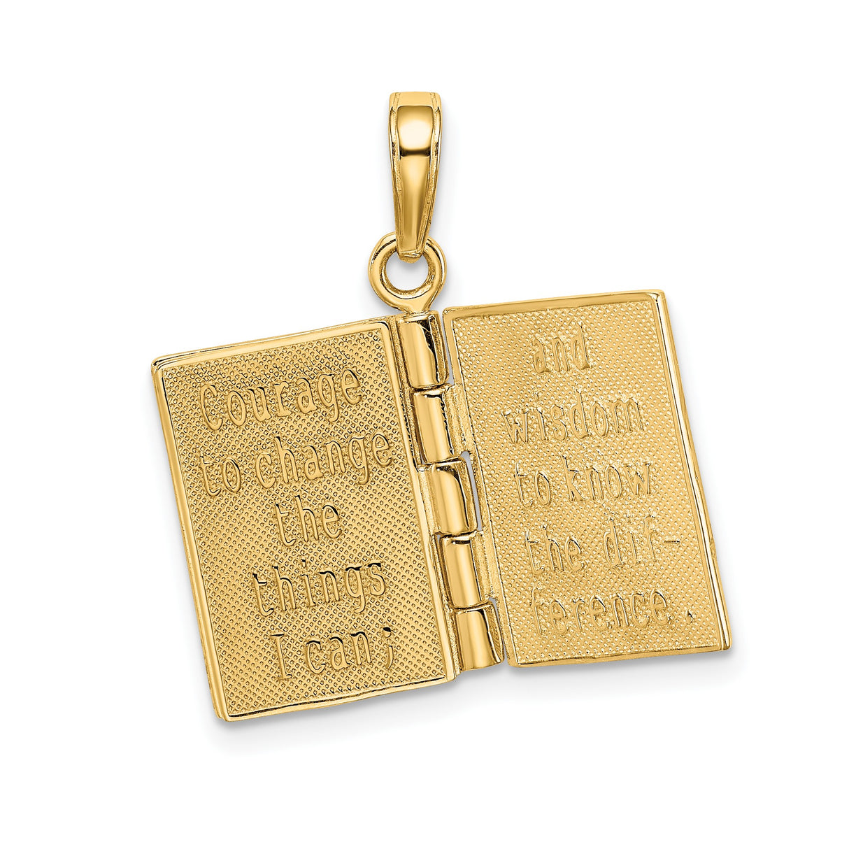 14k Yellow Gold Serenity Prayer Pendant with Praying Hands, Christian Charm